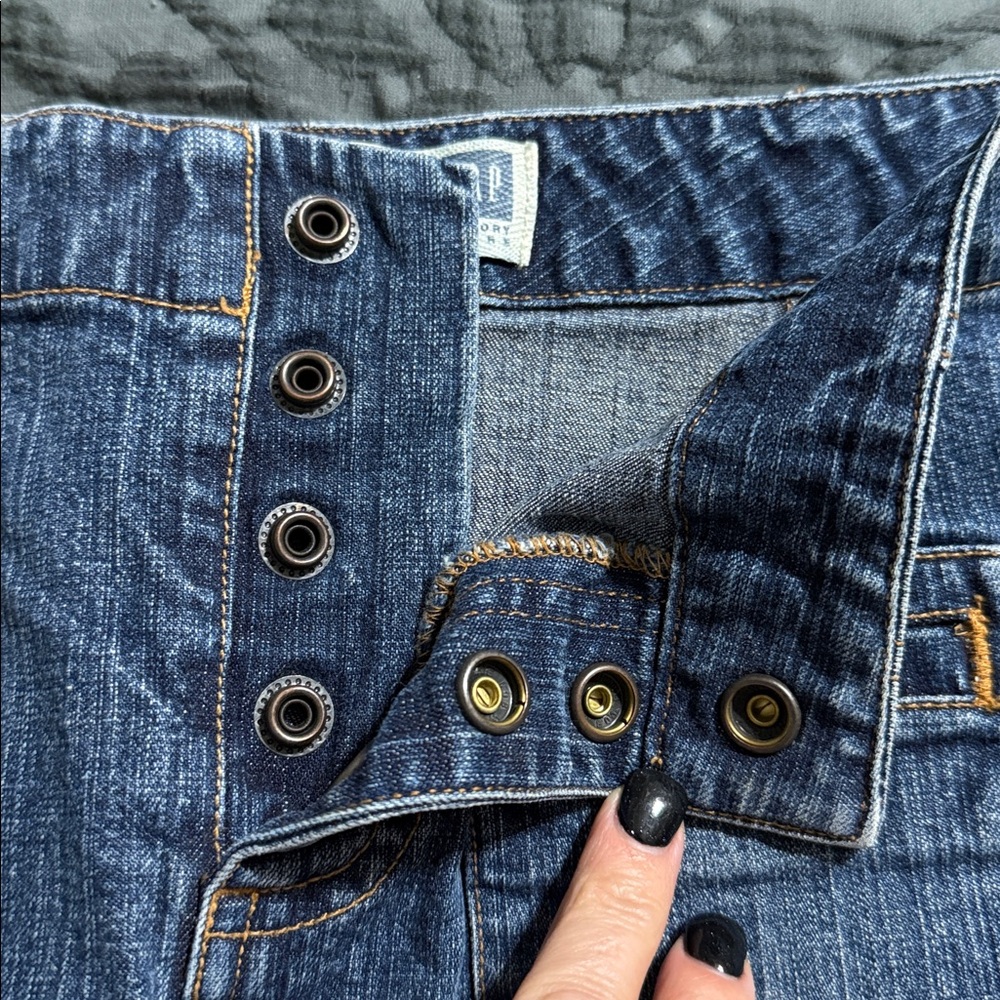 GAP JEANS junior women’s size 1 denim long skirt 4 button front with pockets - Picture 6 of 11
